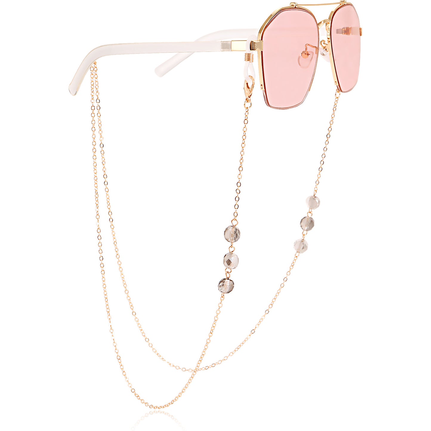 Crystal Inlay Alloy Mask Chain and Glasses Lanyard