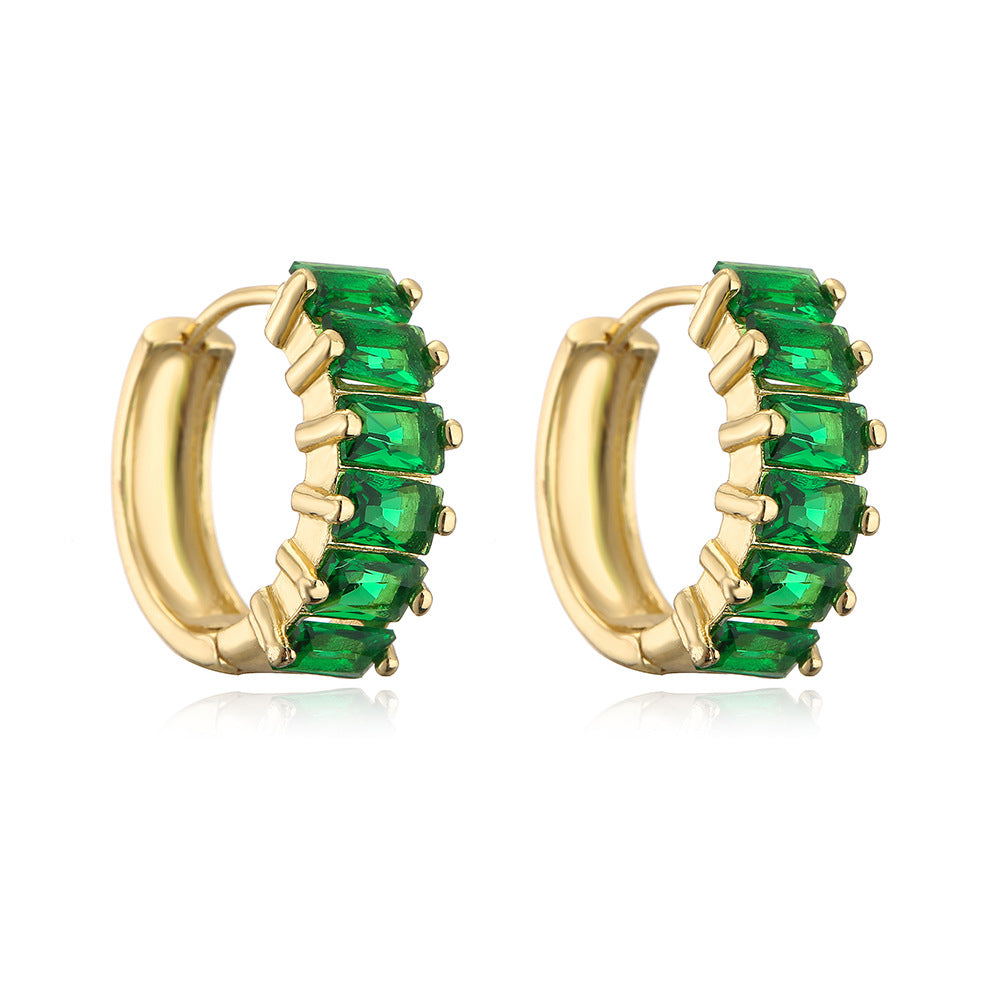 Minimalist Geometric Copper Hoop Earrings with 18K Gold Plating and Micro-Paved Cubic Zirconia for Women