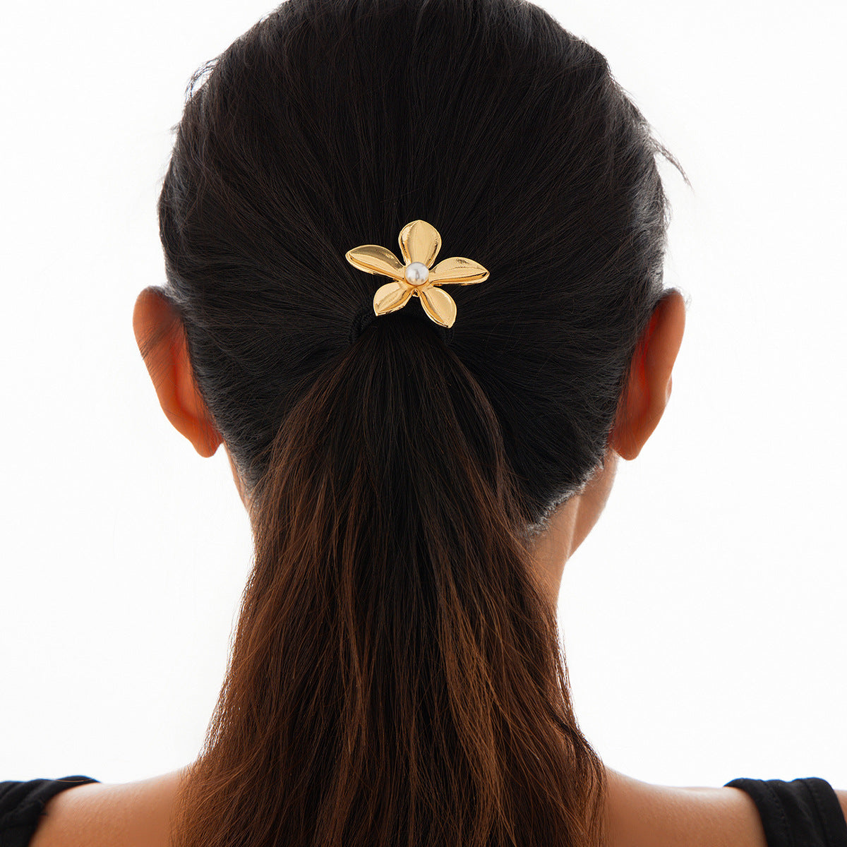 Minimalist Floral Bow Metal Hair Tie with High Elasticity Alloy Band for Women