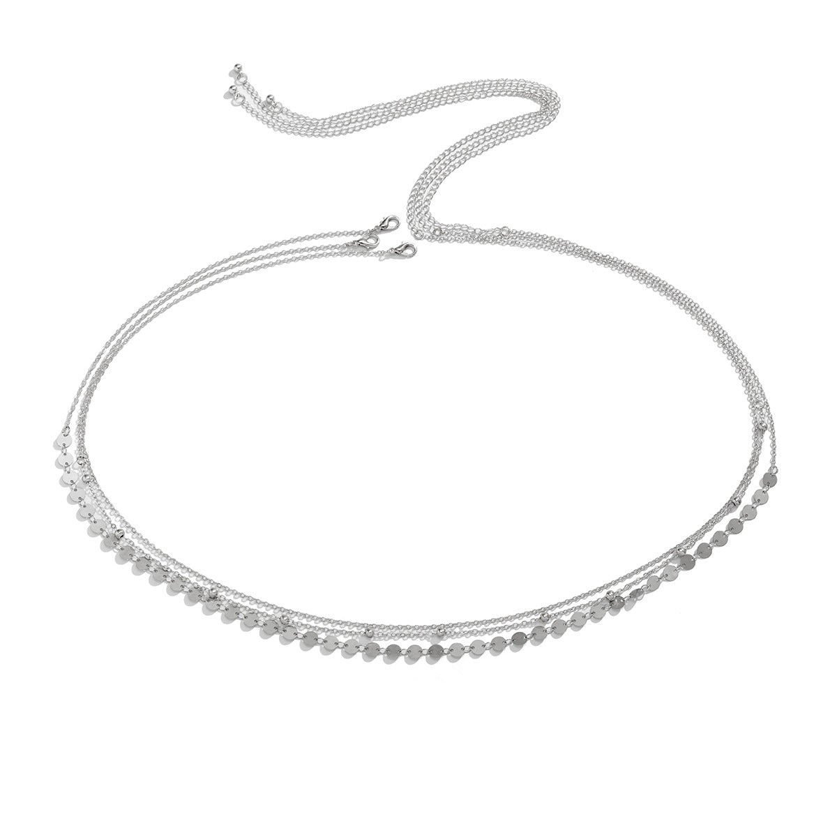 Catenina Minimalista a Tracolla Geometrica da Donna con Maglie in Metallo Lucido e Chiusura a Moschettone