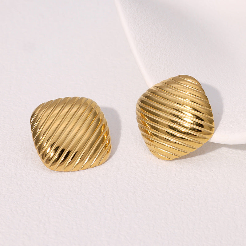 Orecchini a perno quadrati geometrici in acciaio inossidabile da donna con finitura placcata Design di moda minimalista di ispirazione francese