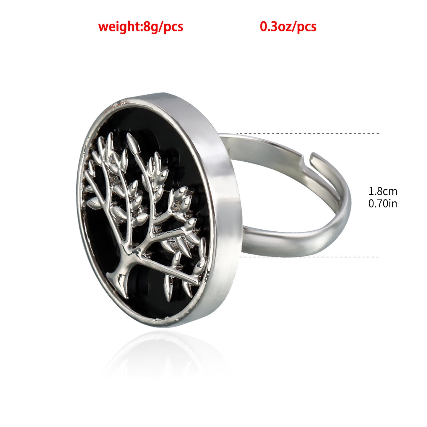 Anillo de árbol de la vida geométrico de moda para mujer en metal chapado en oro con estética de lujo minimalista