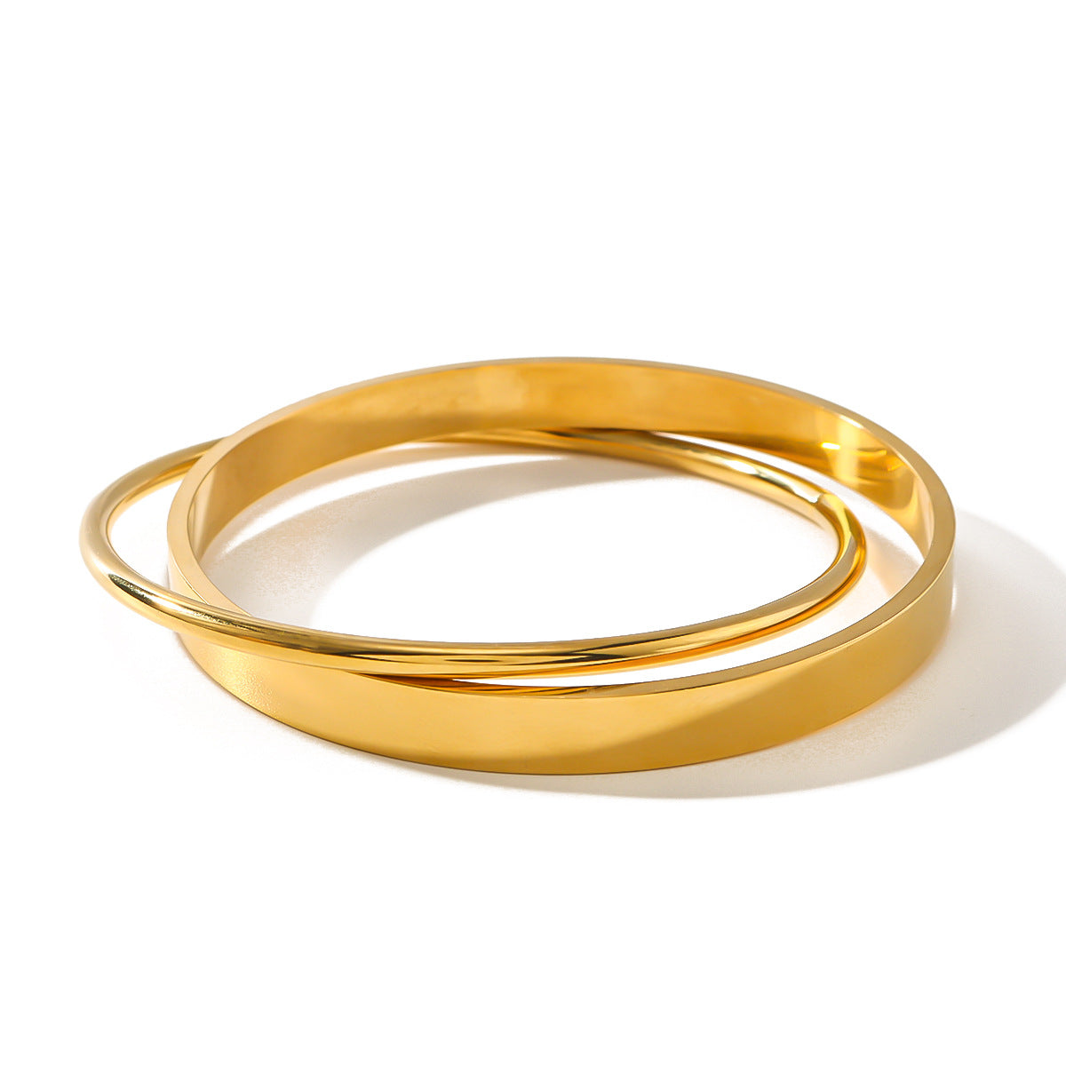 Minimalist Stainless Steel Double-Layer Irregular Bracelet for Women with Polished Finish and Circular Design