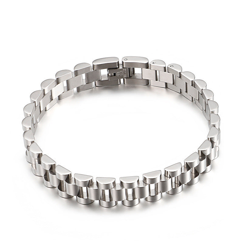 Geometric Stainless Steel Bracelet with Gold Plating Detachable Wristband for Women Hip Hop Style Music Note Design