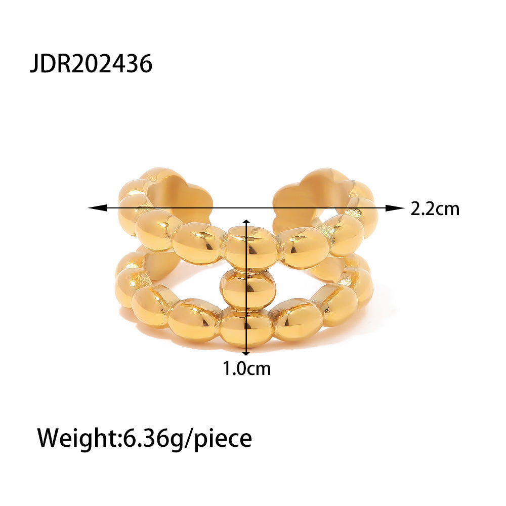 Anello Aperto a I Geometrico alla Moda in Acciaio Inossidabile Placcato Oro 18K Gioielli da Donna
