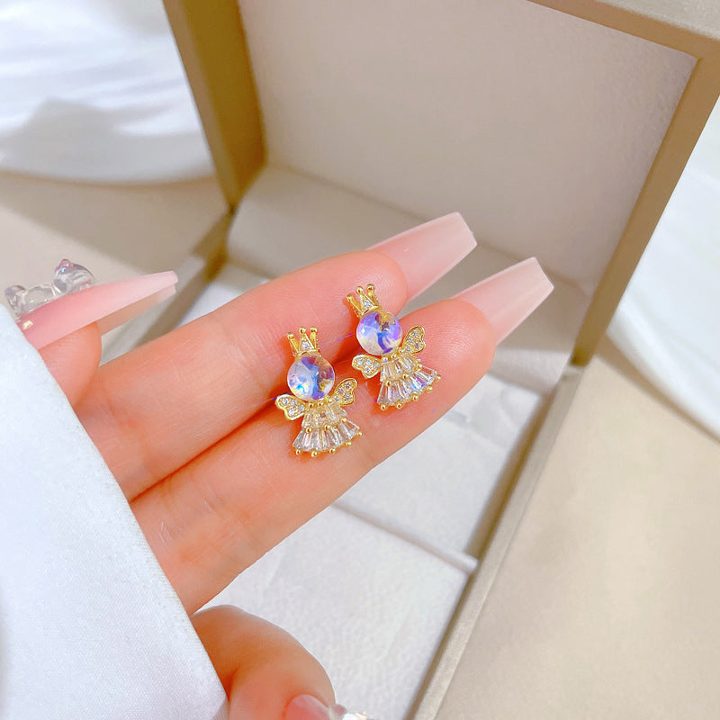 Geometric Stud Earrings for Women with Plated Copper Design, Elegant Long Tassel Drop Earrings, Sweet Style Jewelry