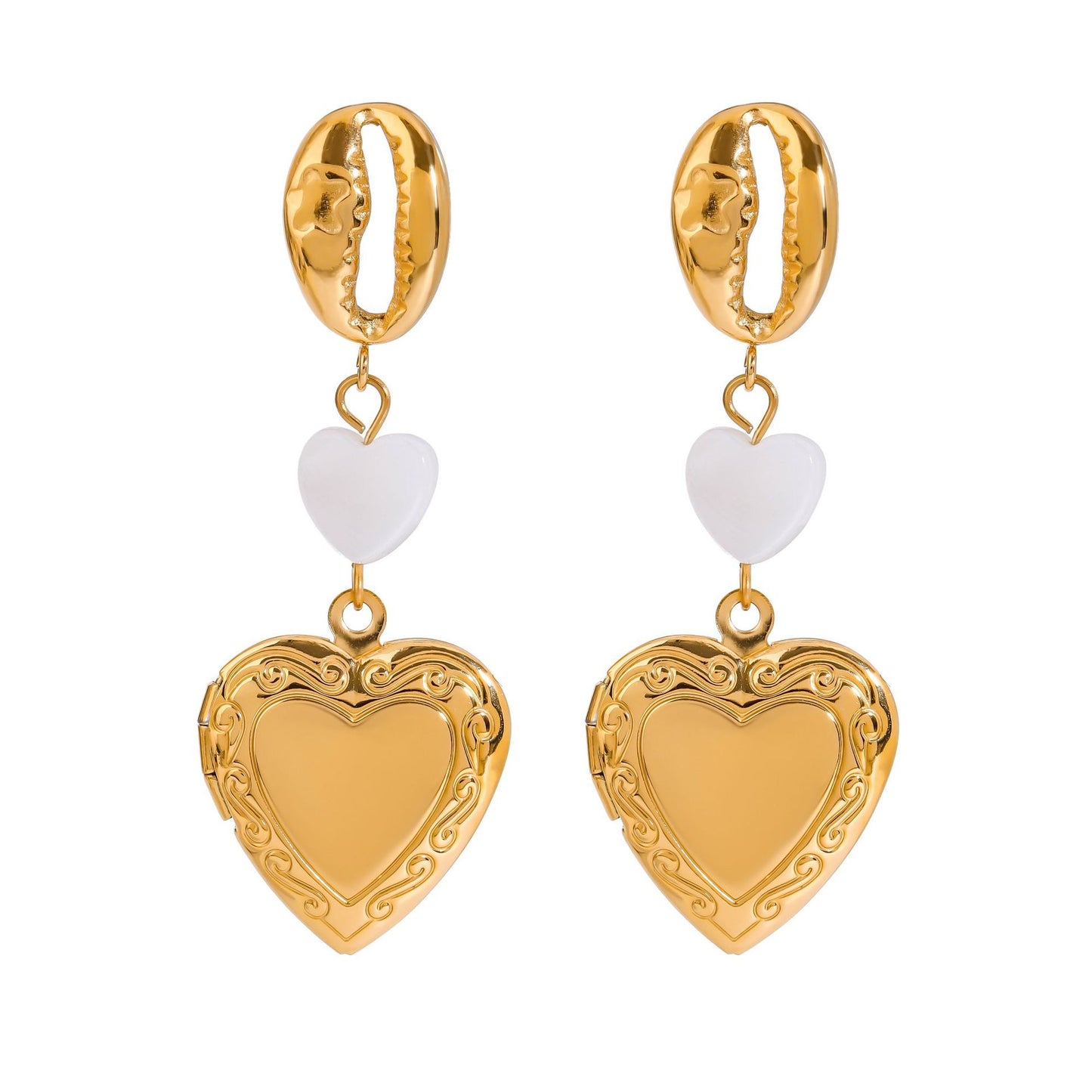 Orecchini a perno minimalisti a forma di cuore in acciaio al titanio con finitura placcata per donna, anallergici in acciaio inossidabile