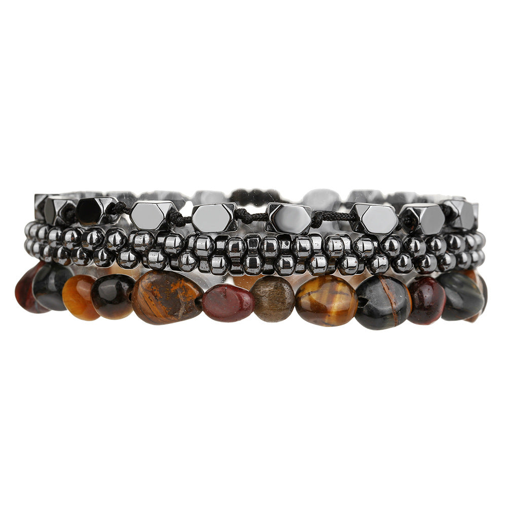 Unique Geometric Handmade Hematite Beaded Bracelet Set for Men and Women