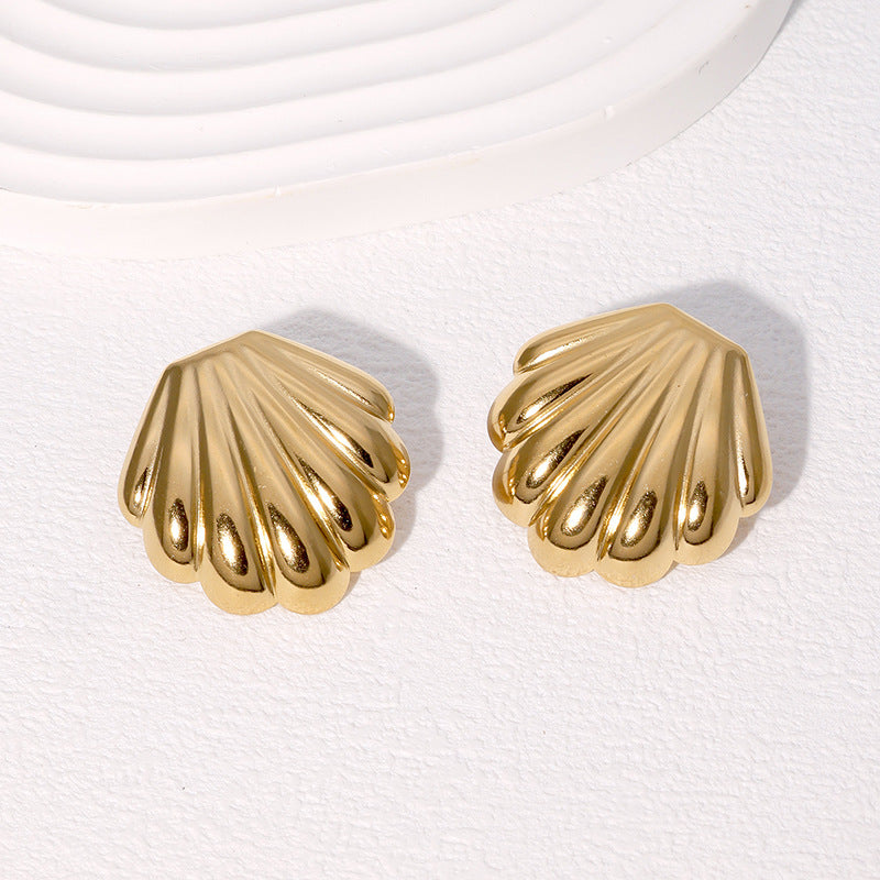 Minimalist Stainless Steel Plated Shell Earrings for Women