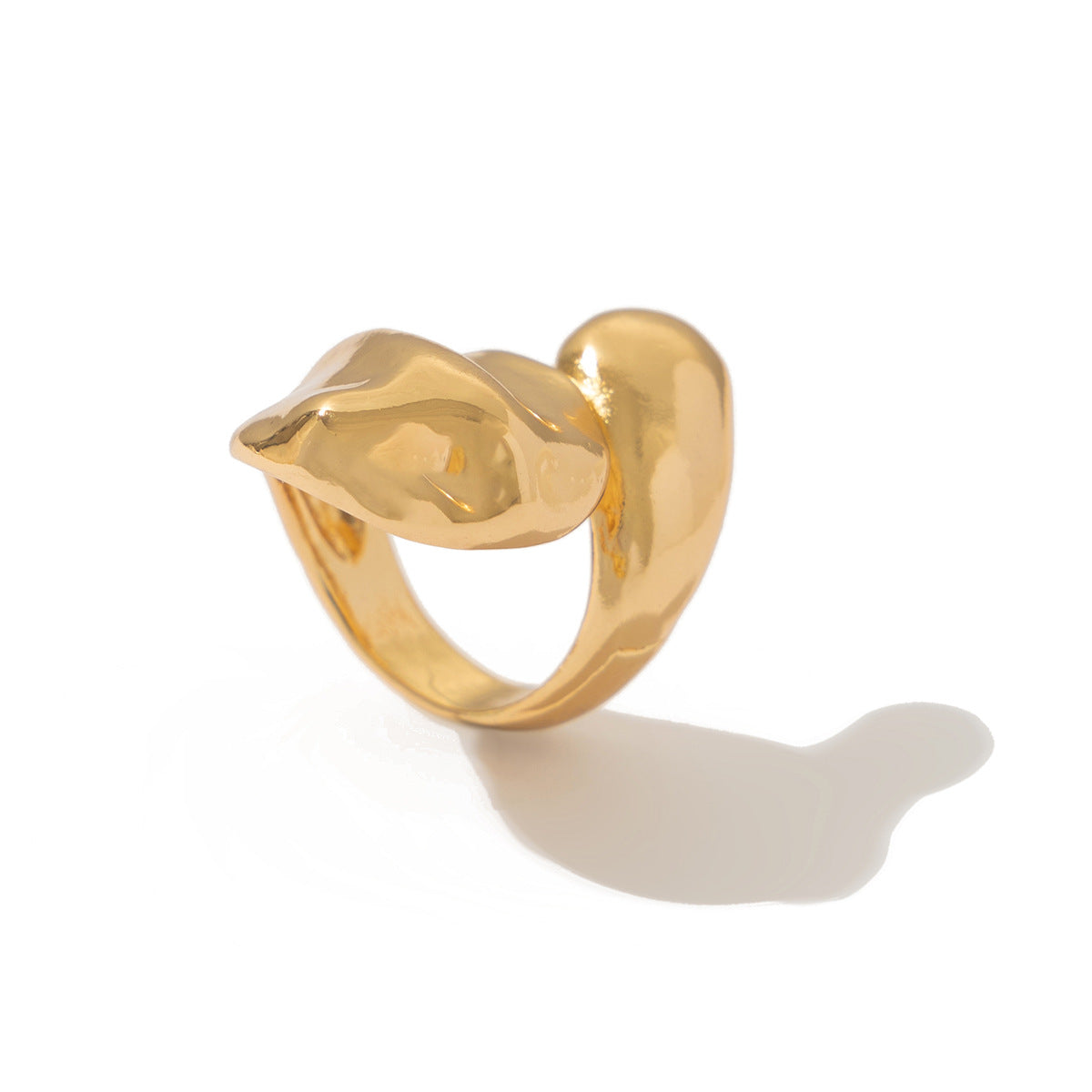 Anello Aperto a Goccia Liquida Geometrica Asimmetrica Minimalista da Donna in Lega con Finitura Galvanizzata