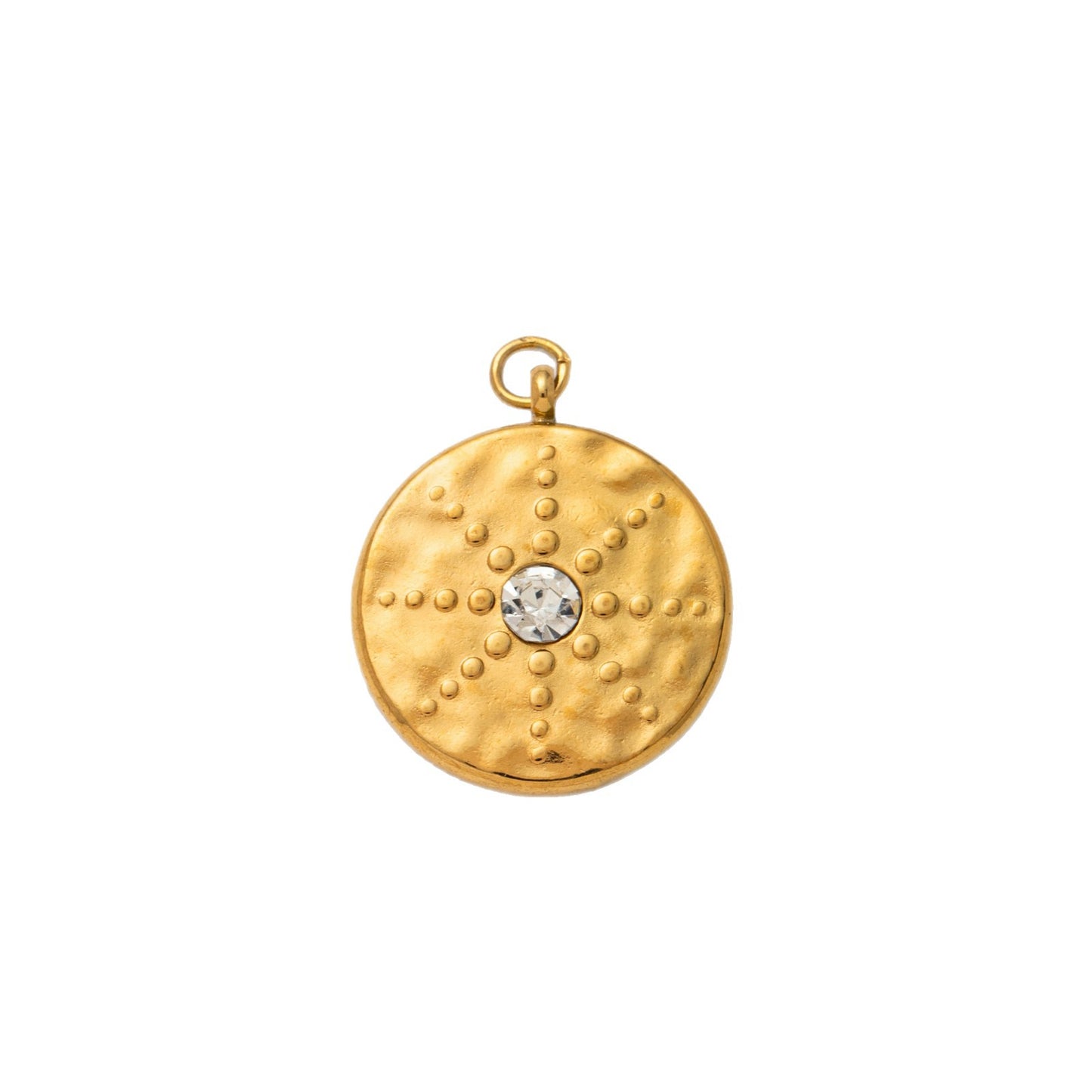 Vintage PVD 18K Gold Plated Stainless Steel Geometric Moon Sun Pendant Cable Chain Necklace Charm Bar