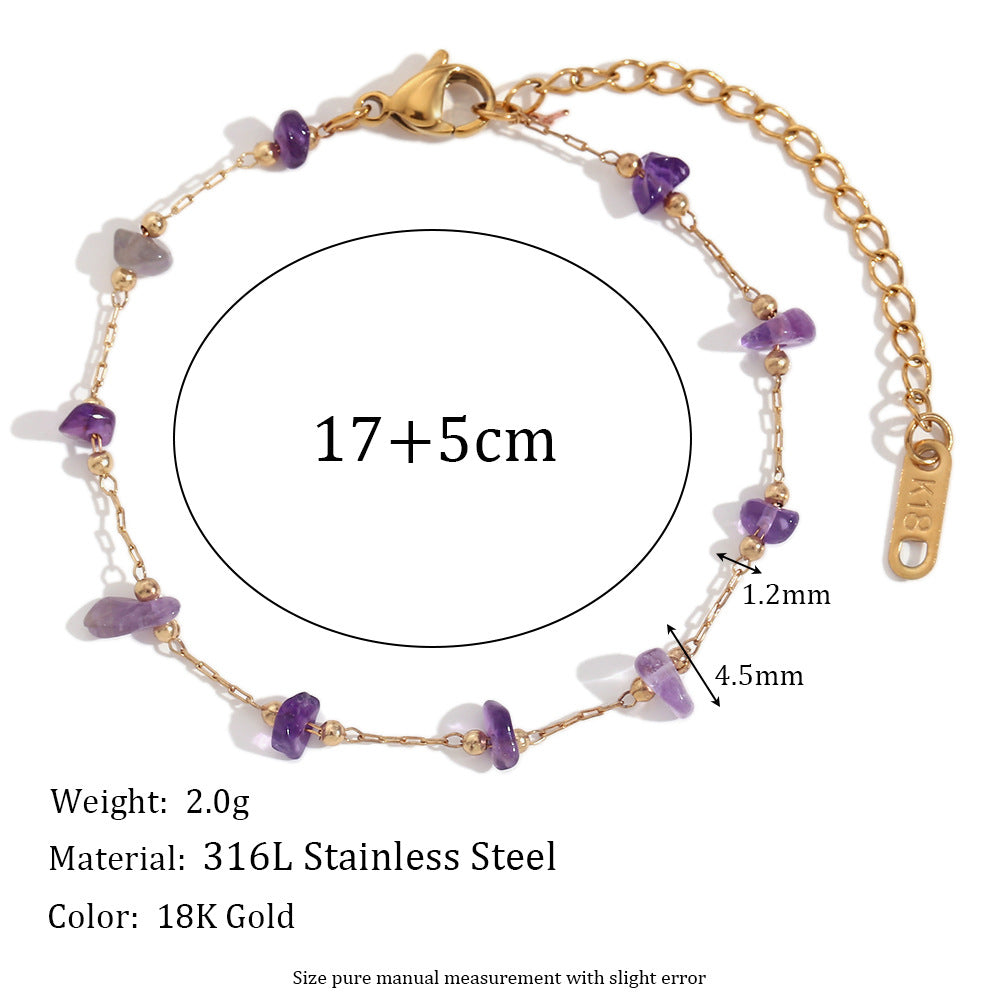 Collana Pendente Geometrica Minimalista da Donna in Acciaio Inossidabile con Placcatura in Oro 18K e Intarsio in Pietra Naturale