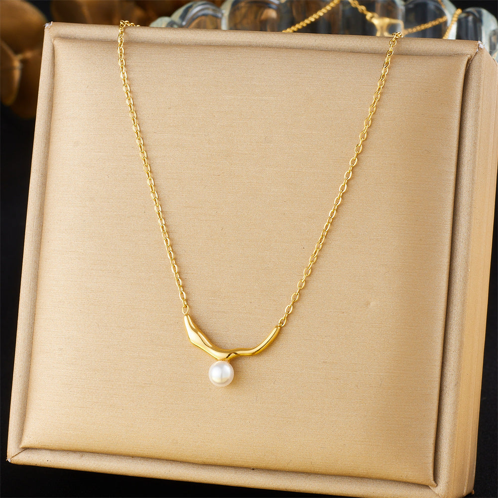 Minimalist Gold Plated Stainless Steel Layered Necklace with Heart Floral and Geometric Pendants