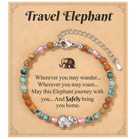 Fashion Business Stainless Steel Adjustable Bracelet with Turquoise Elephant and Letter Charms Unisex