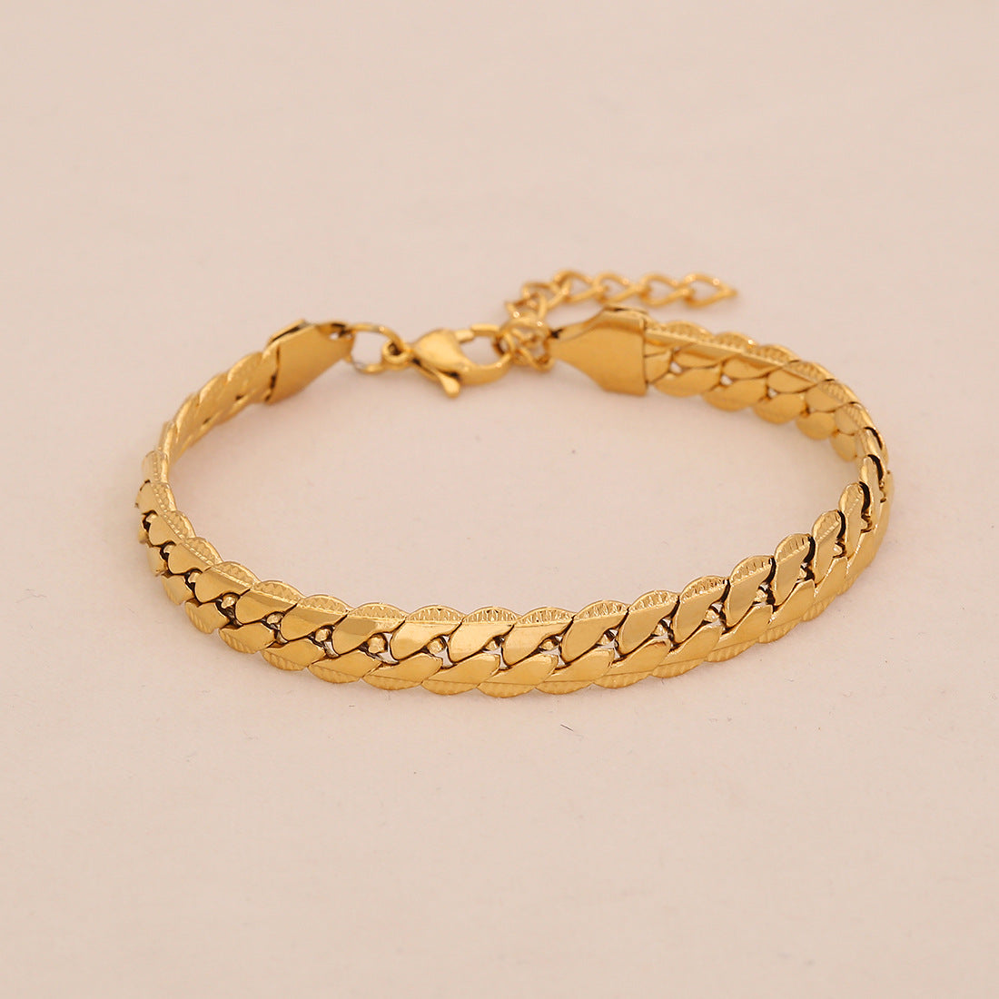 INS Style Stainless Steel Cuban Bracelet for Women with Plated Finish