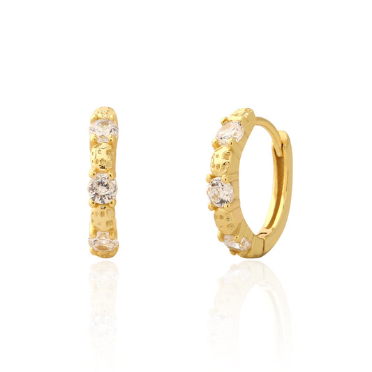 Orecchini a perno geometrici minimalisti in argento sterling S925 con strass per donna