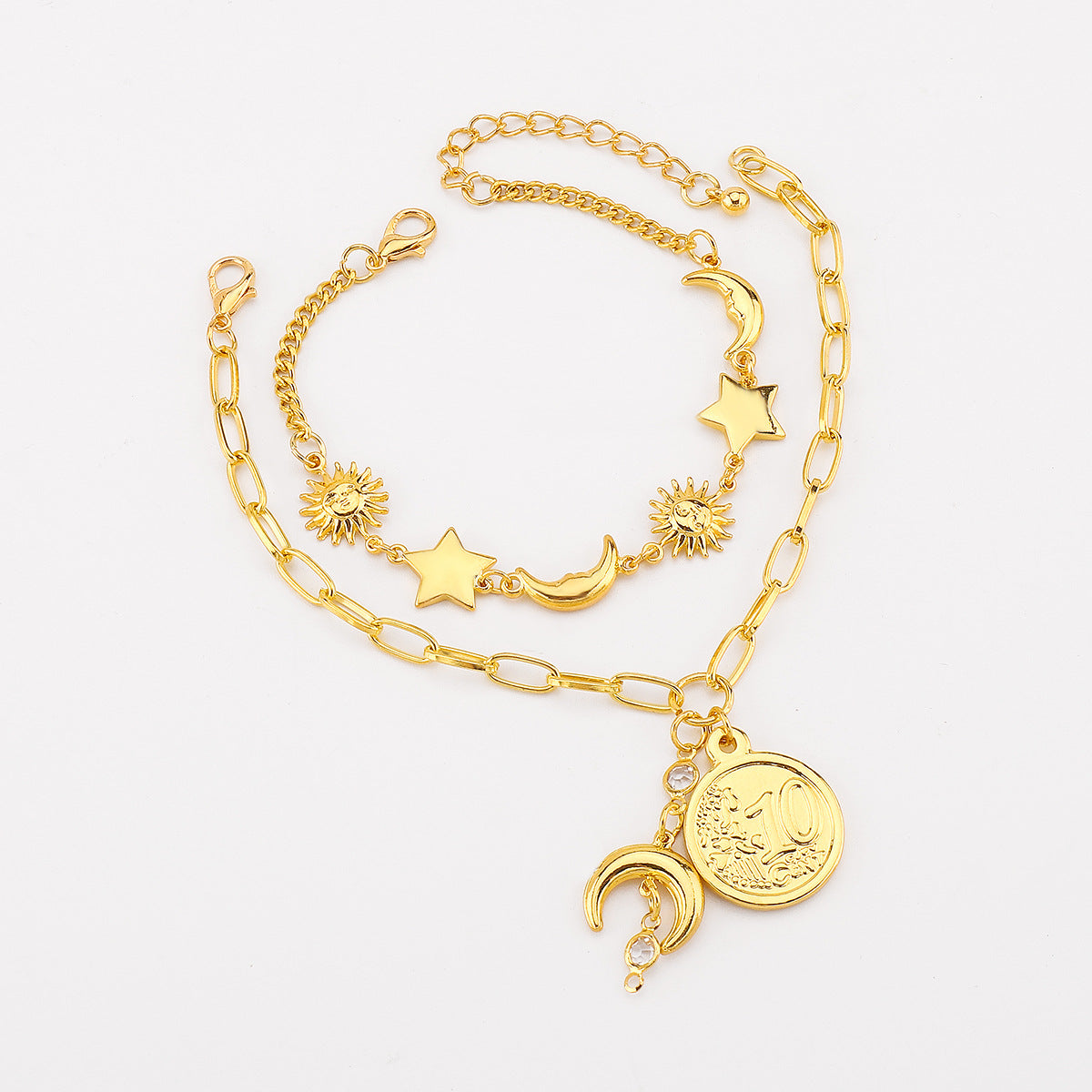 Vacation Style Star-Shaped Geometric Gold-Plated Iron Bracelet for Women