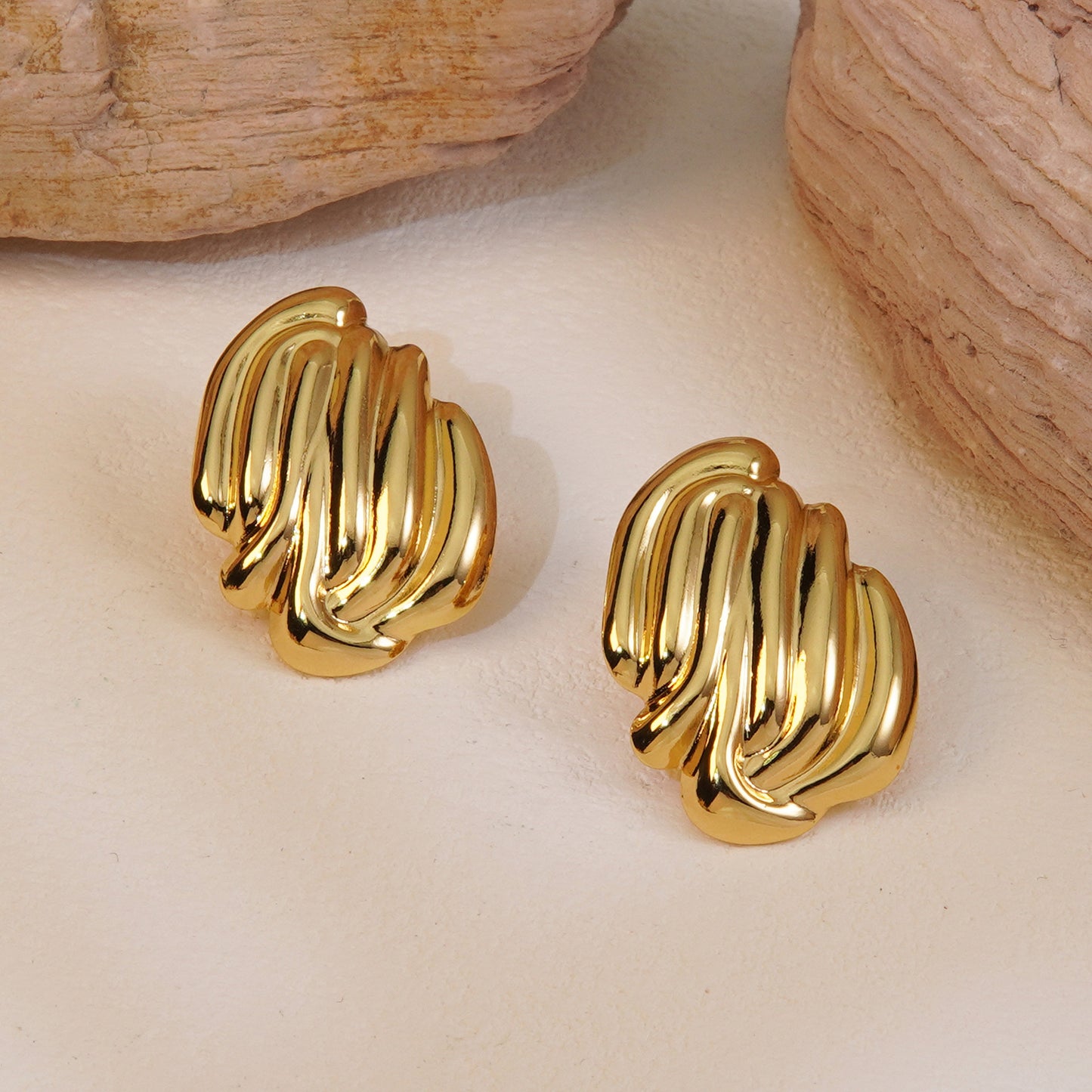 Pendientes de Acero Inoxidable con Estampado Lineal Geométrico Redondo, Elegantes y Vintage para Mujer