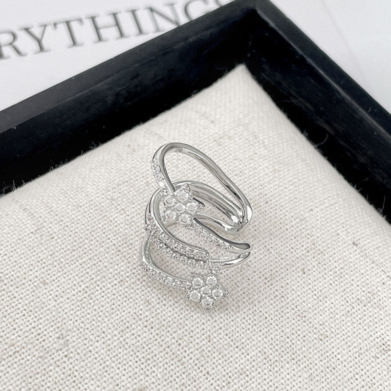 Orecchini a clip per donna a forma di stella minimalista, con zirconi incastonati e in rame, gioielli eleganti e leggeri di lusso