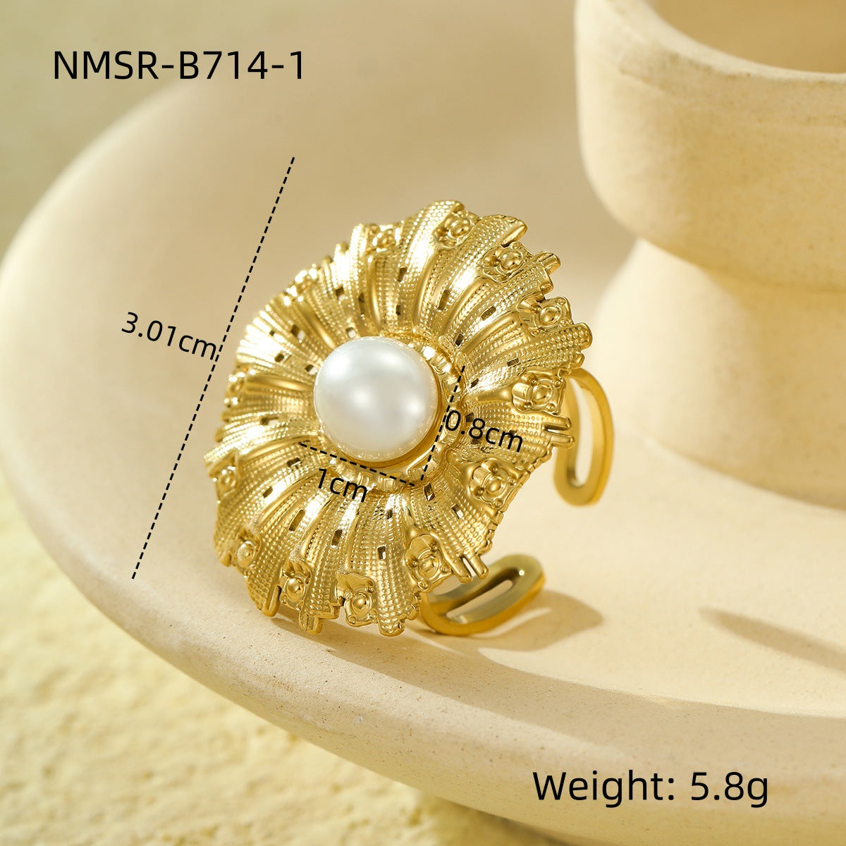 Anillo de Acero Inoxidable con Hoja Floral Vintage y Acabado Chapado para Mujer, Diseño de Banda Abierta Ajustable