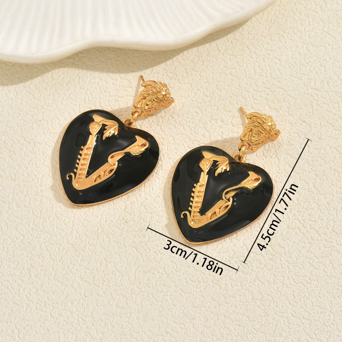 Pendientes de tuerca minimalistas de aleación de zinc esmaltada con forma de corazón para mujer con postes de acero inoxidable