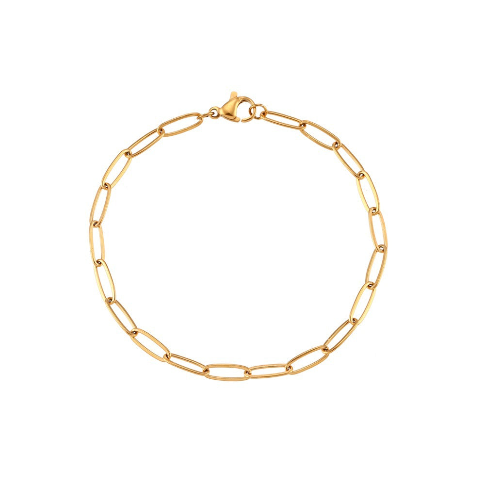 Collana con ciondolo a spilla da balia geometrica minimalista da donna in acciaio inossidabile placcato oro 18 carati