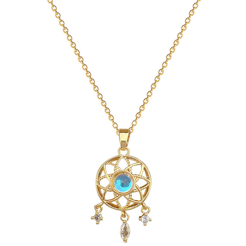 Collana di lusso con pendente geometrico in strass Catena in acciaio inossidabile Collana unisex per clavicola