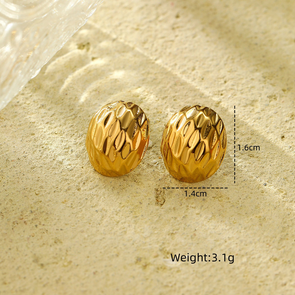 Pendientes de acero inoxidable bañados en oro de 18 quilates con diseño geométrico ovalado irregular de Fashion OL para mujer