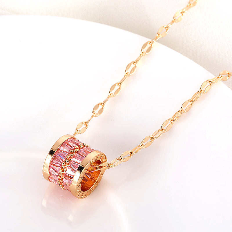 Cartoon Style Geometric Titanium Steel Plated Necklace for Women with Round Bead Chain