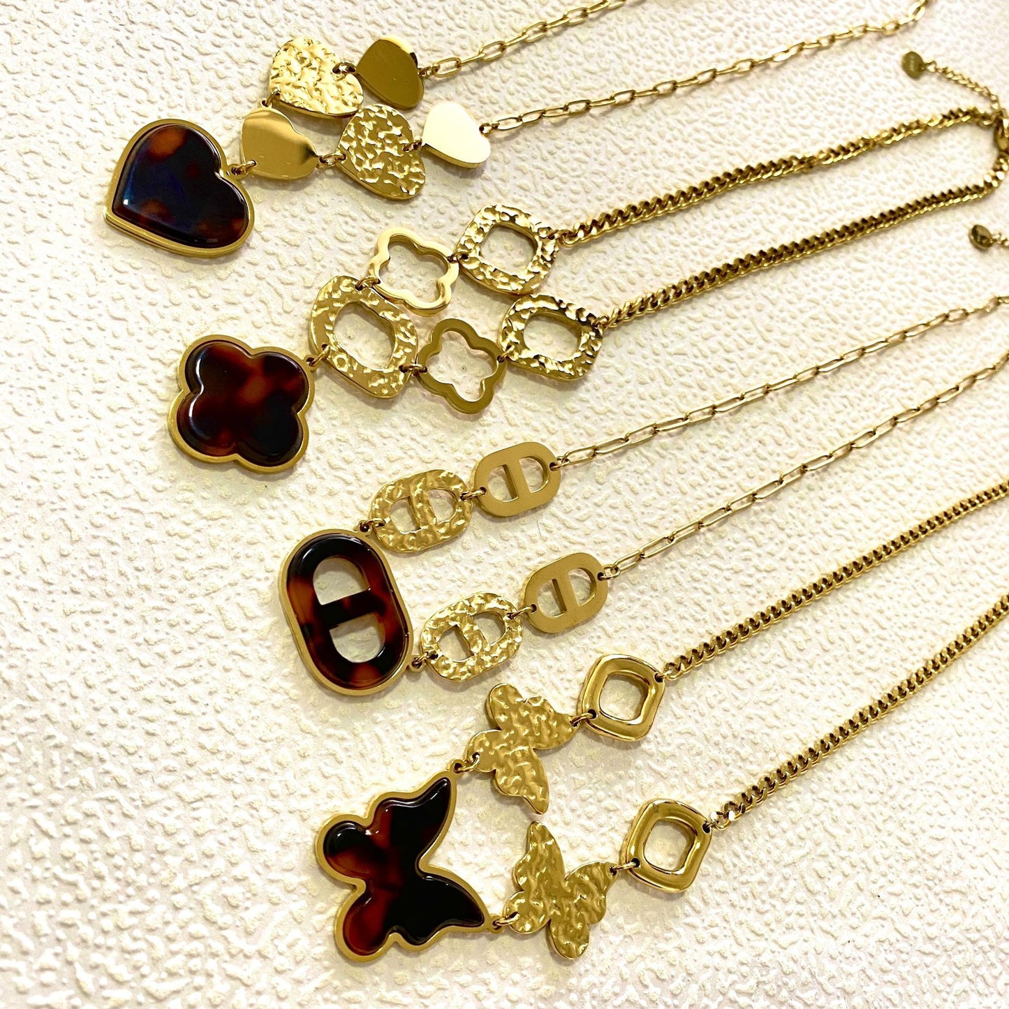Sweet Streetwear Heart Butterfly Geometric Gradient Stainless Steel Necklace for Women