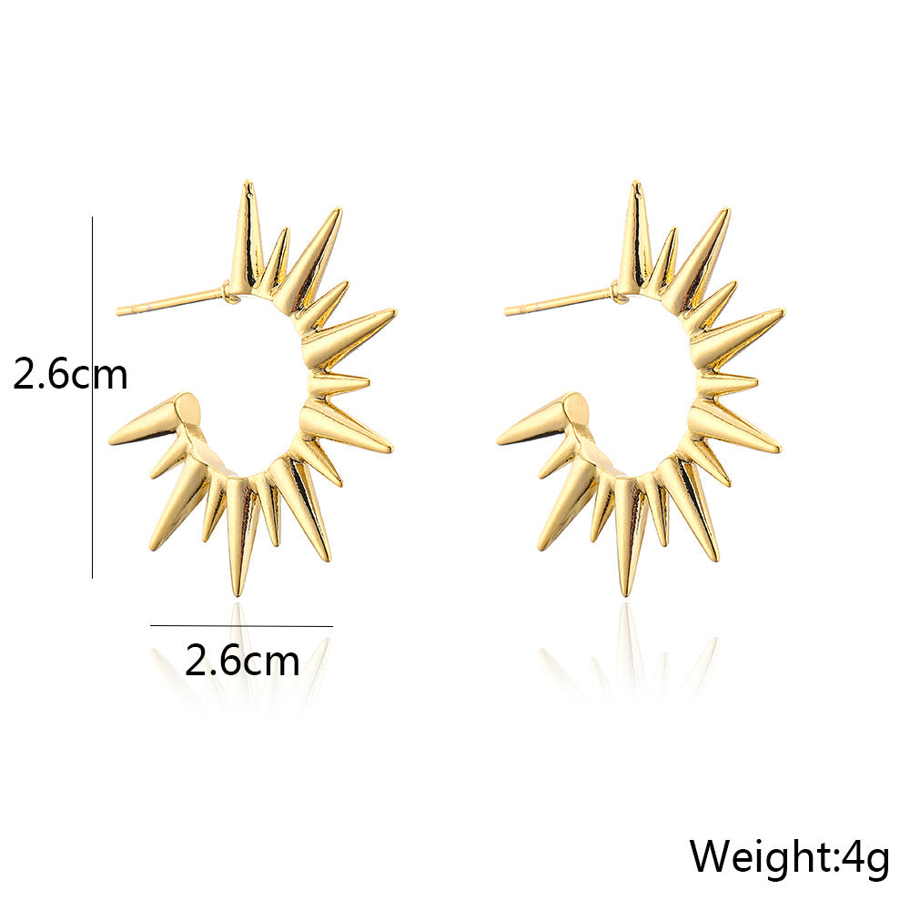Orecchini a Perno Geometrici Irregolari da Donna in Rame con Placcatura in Oro 18K e Perni in Argento Sterling 925