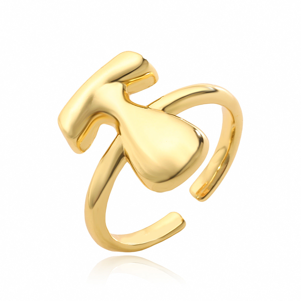 Anello da donna minimalista a lettera geometrica in rame placcato oro 18 carati con fascia aperta regolabile