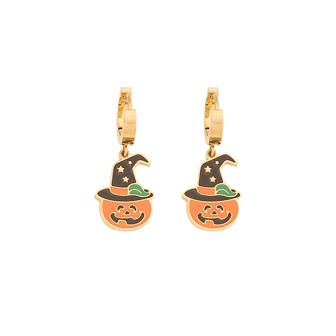 Collana con ciondolo teschio e zucca "Edgy" per Halloween da donna in acciaio inossidabile con finitura placcata