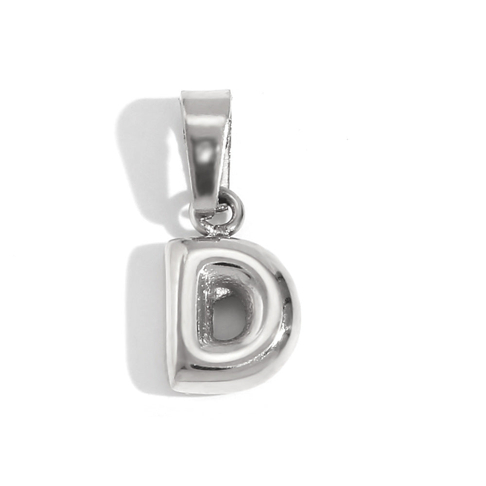 Ciondolo con mini lettera a bolla placcato oro 18 carati in acciaio inossidabile, moda minimalista