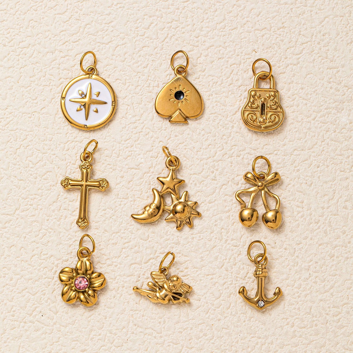 Vintage 18K Gold Plated Stainless Steel Letter Envelope Pendant Charm Bar for Women