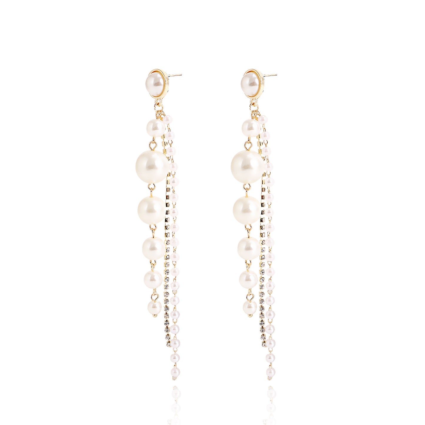 Geometric Alloy Dangle Earrings with Pearl-Like Accents and Plated Finish for Women