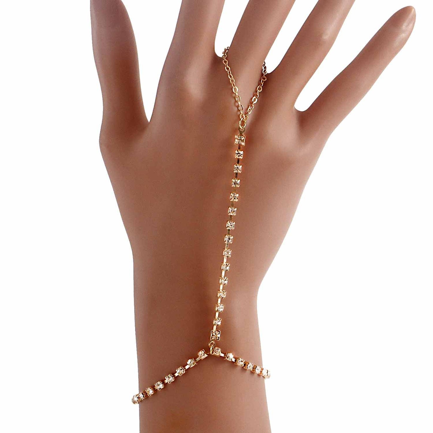 Bracciale Punk in Lega a Cuore con Intarsio di Strass da Donna, Accessorio di Moda Geometrico Elettroplaccato