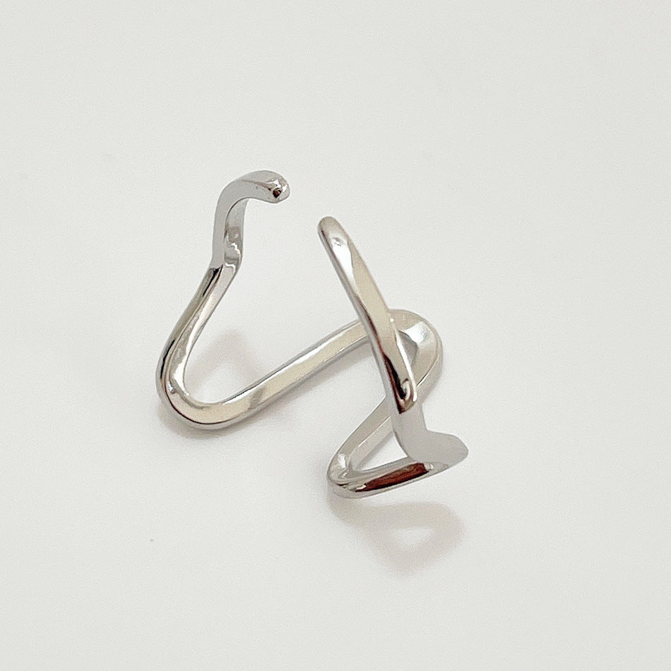 925 Sterling Silver Geometric Polished Open Twisted Ring