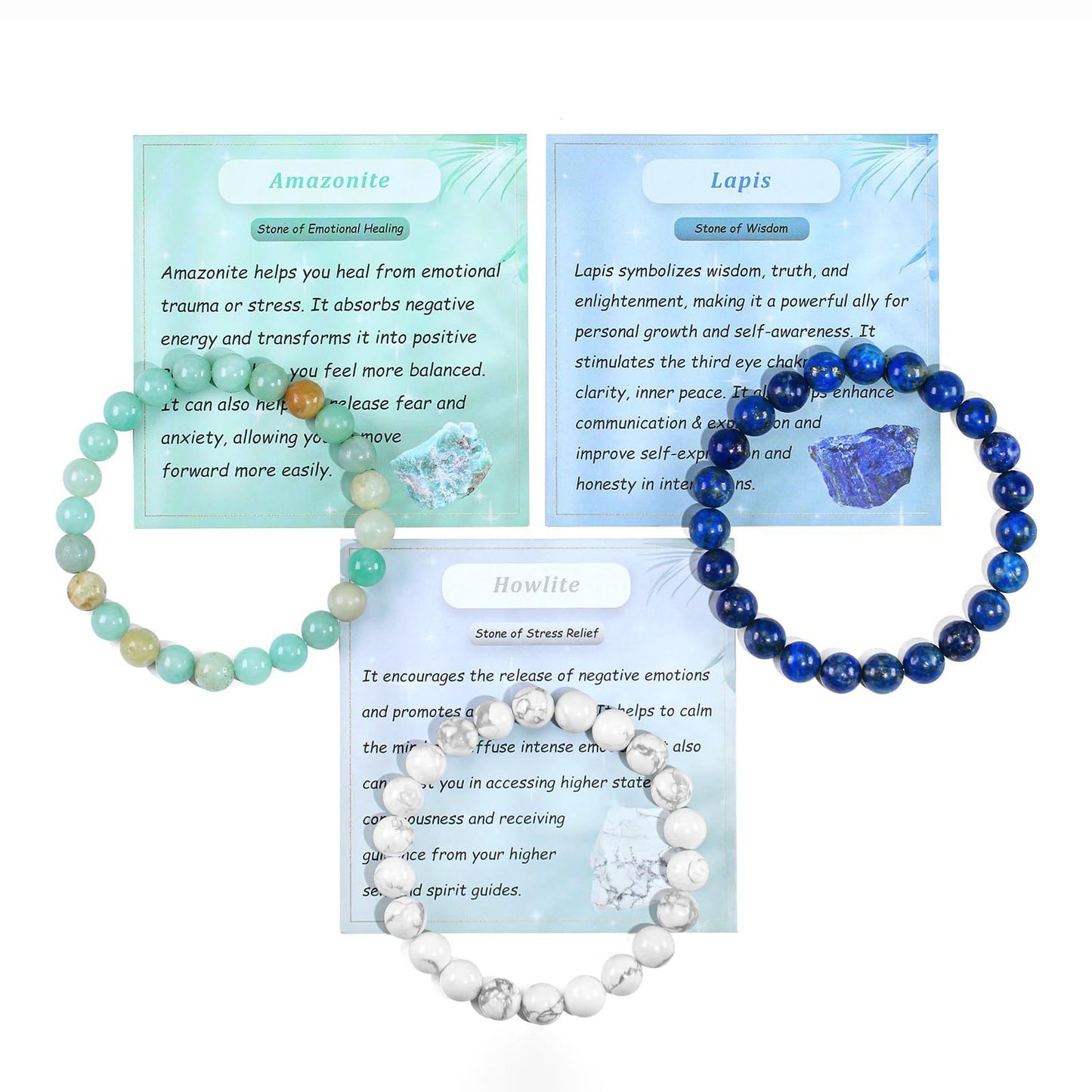 Minimalist Geometric Polished Crystal Beaded Stretch Bracelet Set with Floral Pattern Unisex Jewelry Gift