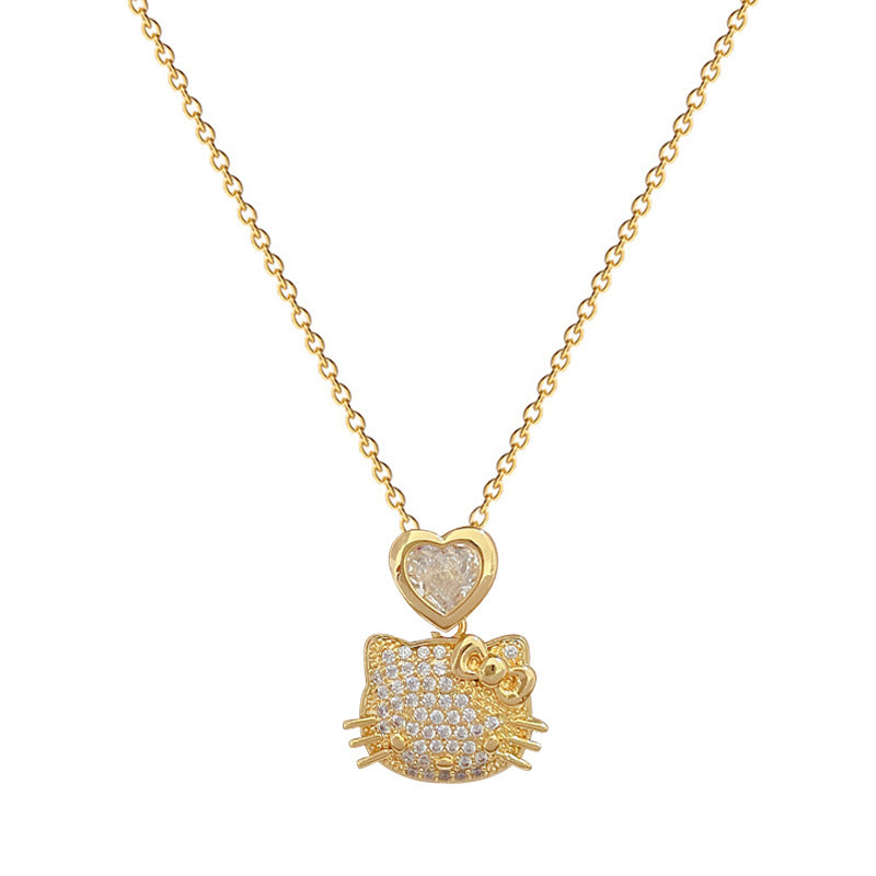 Collar con colgante de lujo Corazón Geométrico de diamantes de imitación en acero de titanio inoxidable para cadena unisex