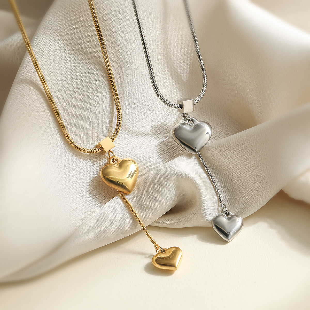 Minimalist Heart-Shaped Gold-Plated Stainless Steel Pendant Necklace for Women