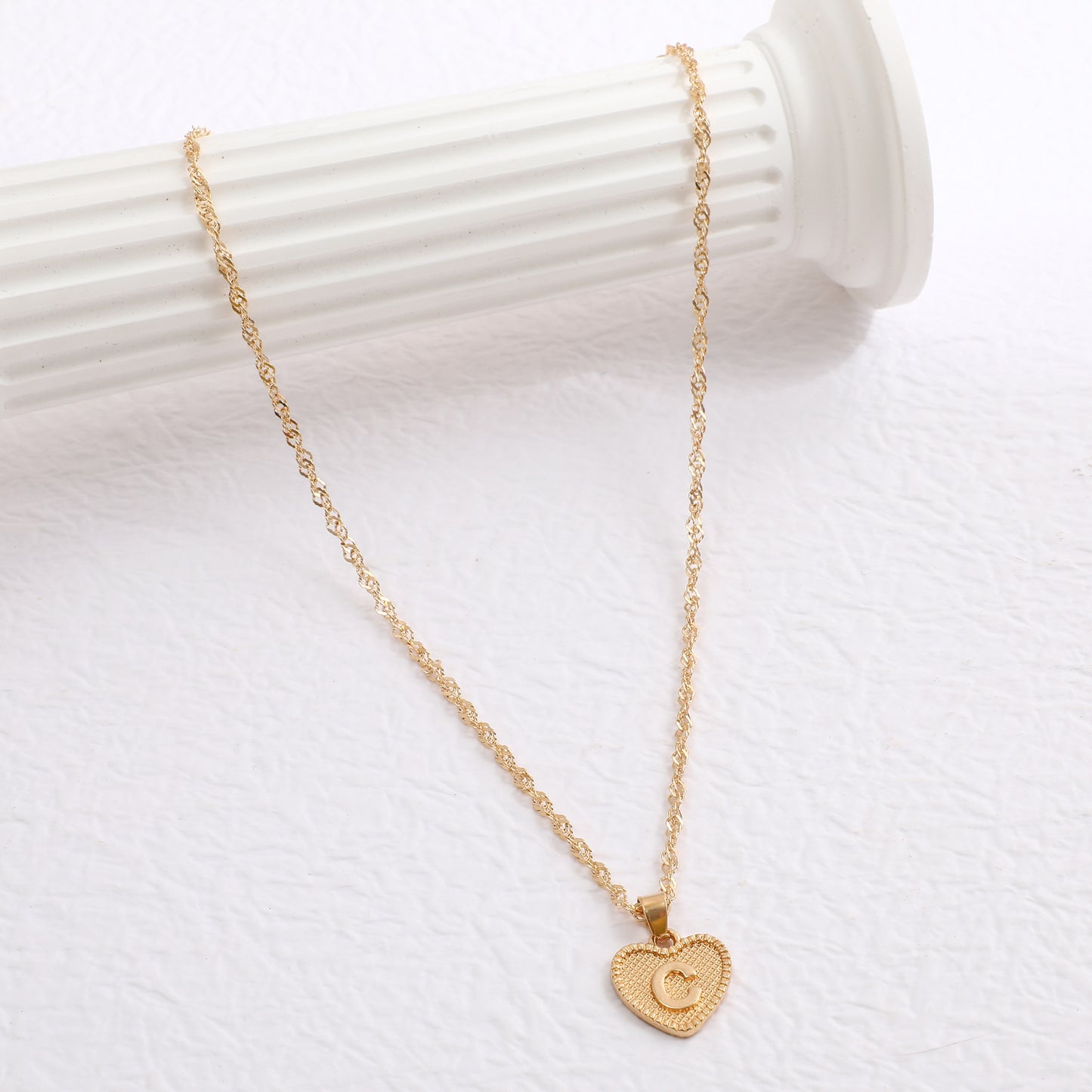 Minimalist Heart Letter Zinc Alloy Plated Necklace Singapore Chain Women