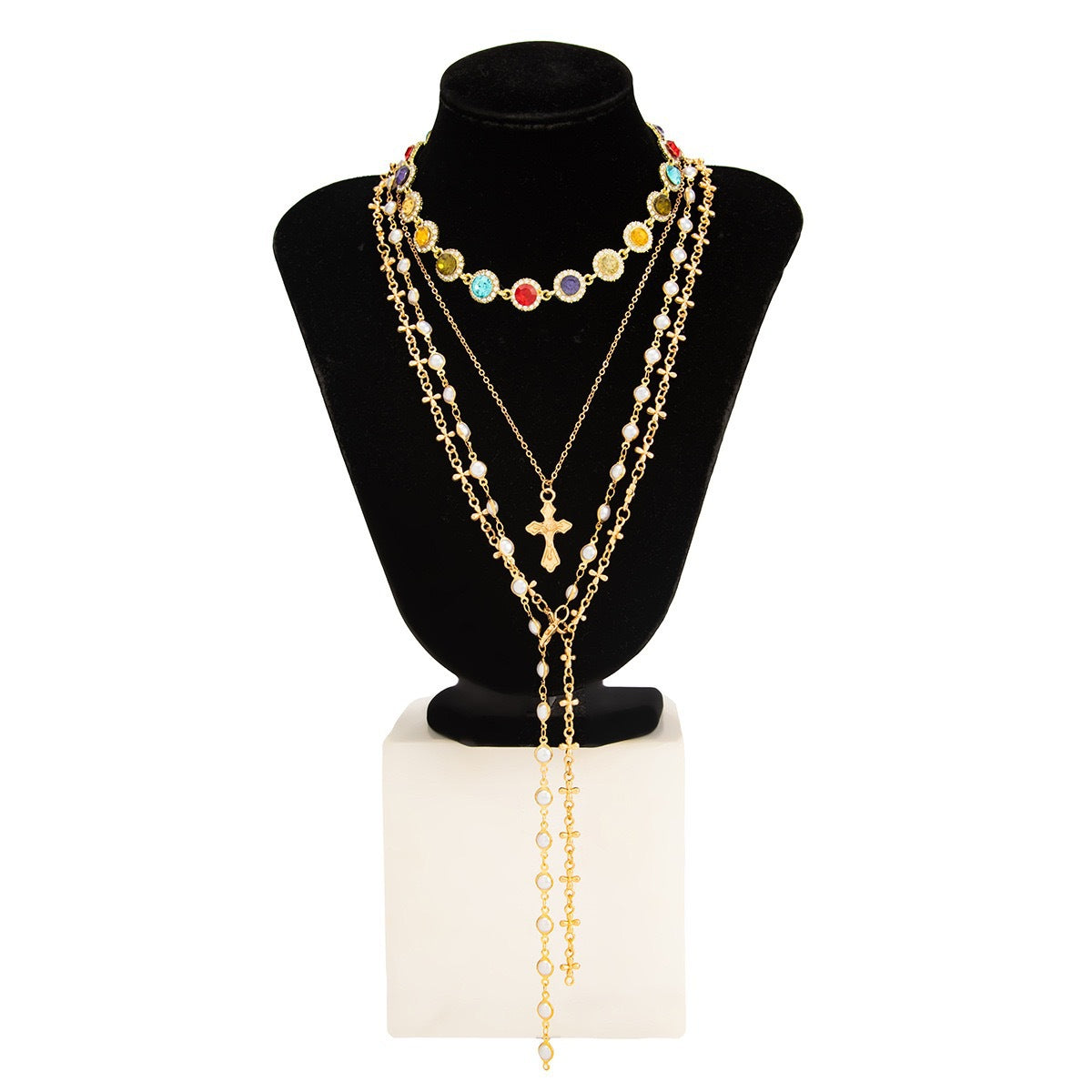 Gold Plated Cross Alloy Pendant Necklace for Women