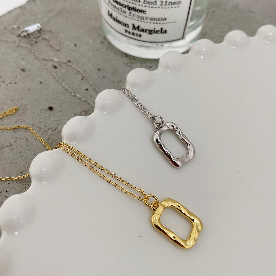 Collar minimalista de plata de ley 925 con textura de rama geométrica para mujer