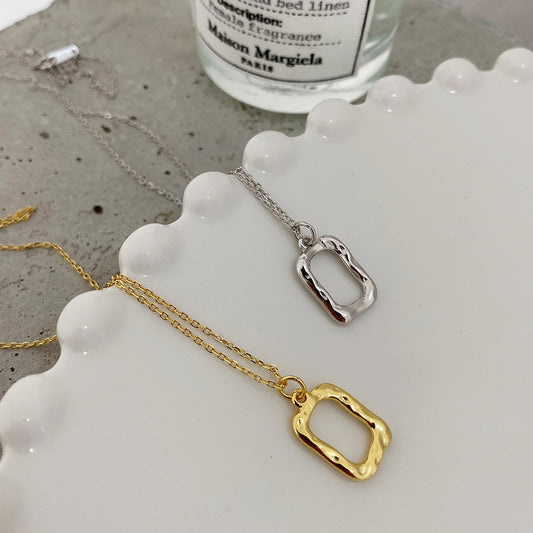 Collar minimalista de plata de ley 925 con textura de rama geométrica para mujer