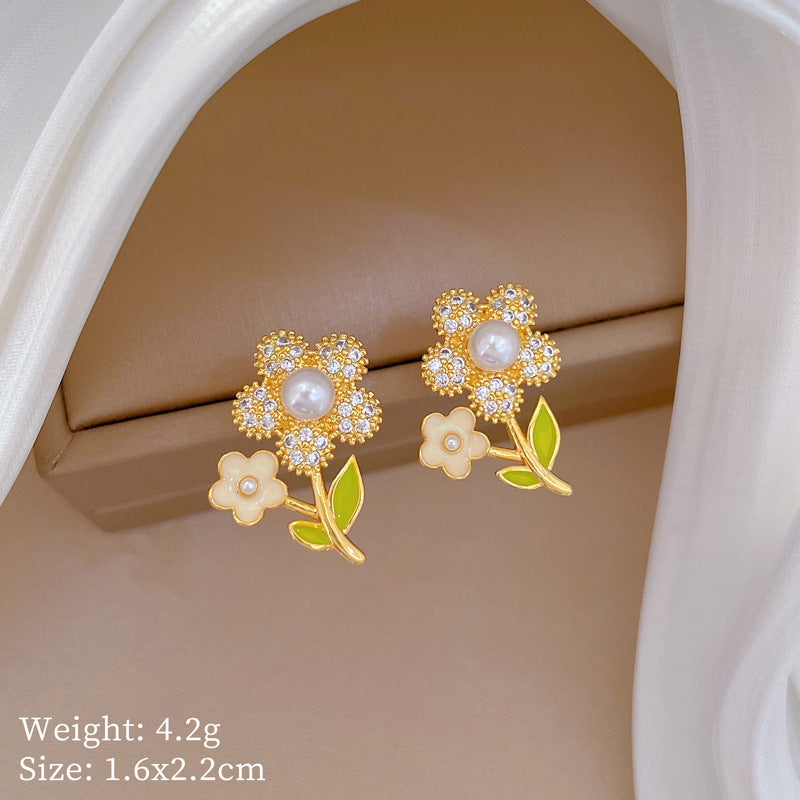 Geometric Stud Earrings for Women with Plated Copper Design, Elegant Long Tassel Drop Earrings, Sweet Style Jewelry