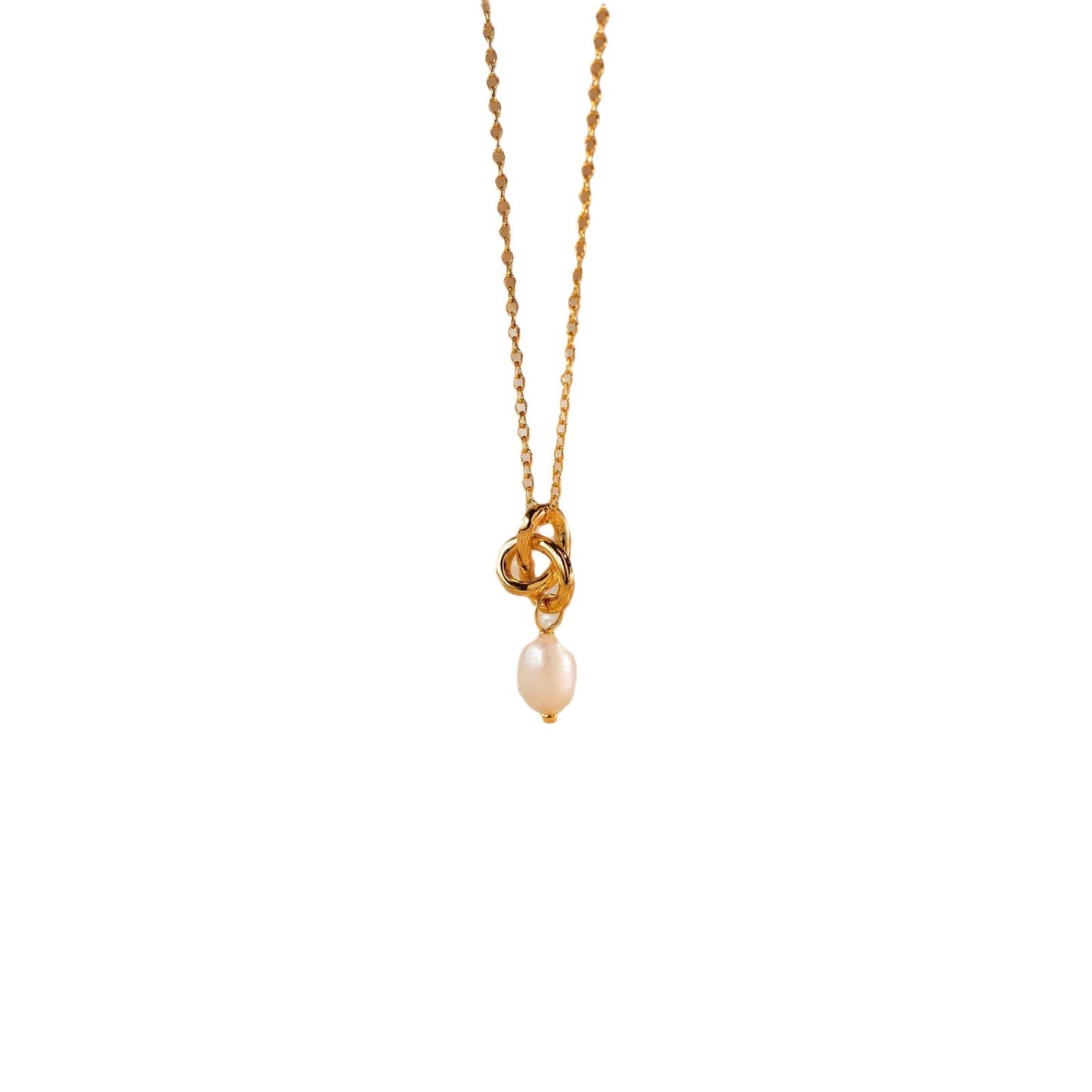 Minimalist Round Pearl Necklace with Titanium Steel Chain and 18K Gold Plating for Women and Men