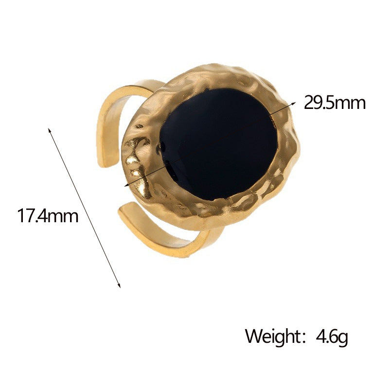 Anello rotondo minimalista in acciaio inossidabile con finitura placcata per donna Accessorio di moda a fascia aperta geometrica