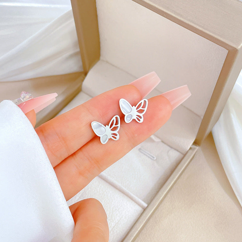 Minimalist Sweet Geometric Titanium Steel Plated Stud Earrings