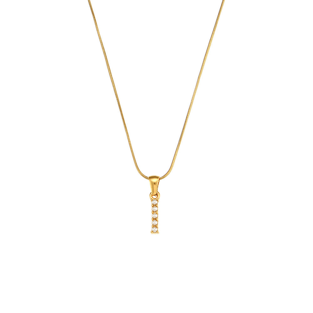 Fashionable Letter Pendant Necklace for Women Stainless Steel with 18K Gold Plating on Thin Snake Chain